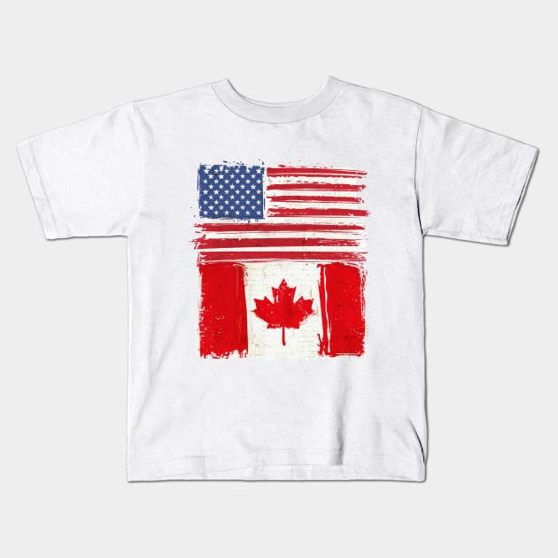 USA and Canadian Flag Kids T-Shirt by Islanr